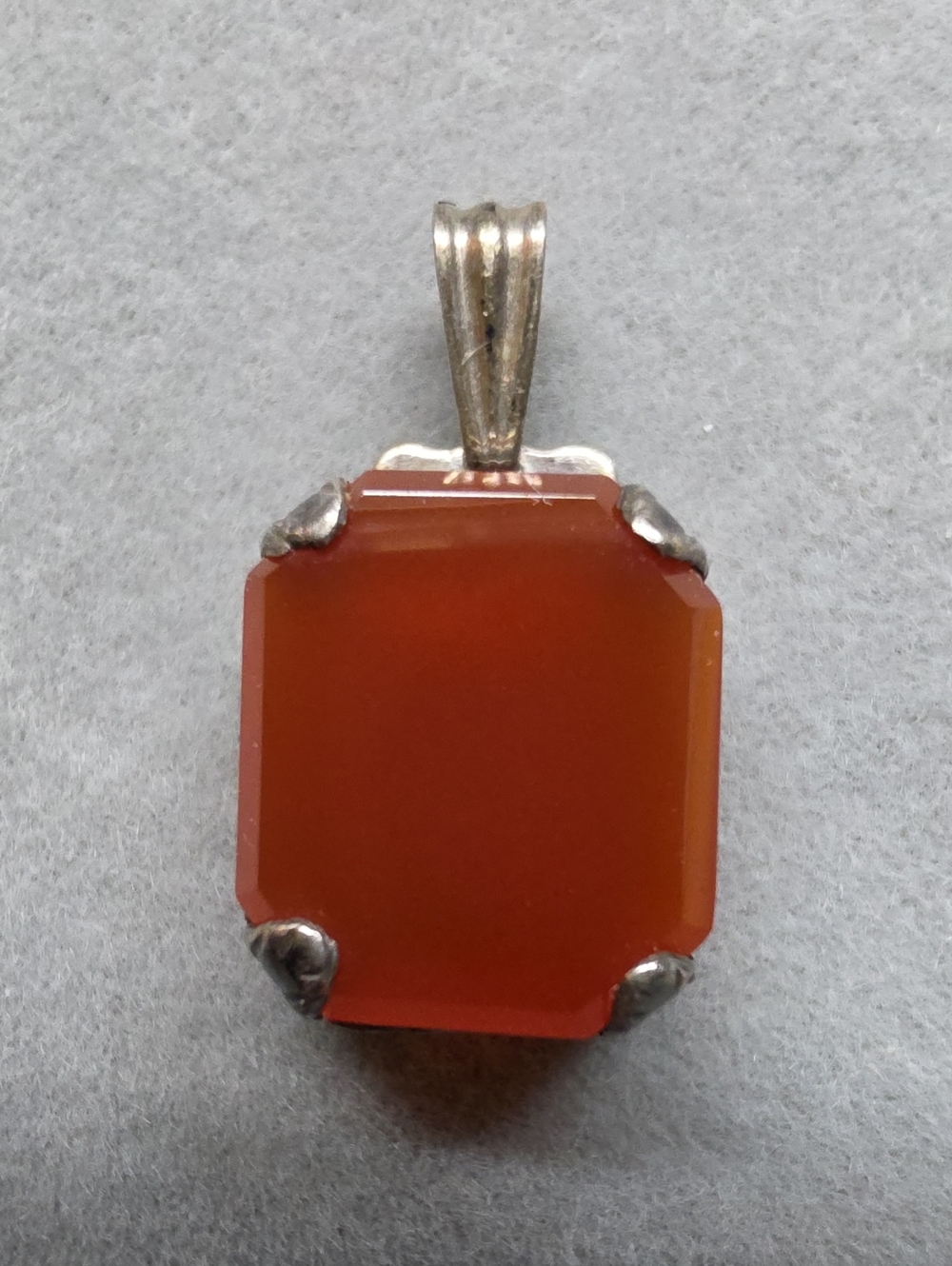 Sterling Silver Red Carnelian Pendant βͺοΈ Classic Rectangular Stone βͺοΈ LOVELY!